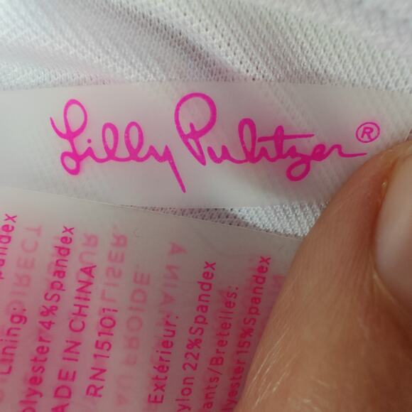 Lilly Pulitzer carmen One piece ruffle swimsuit Sz 14 resort white sea stripes - Picture 12 of 14